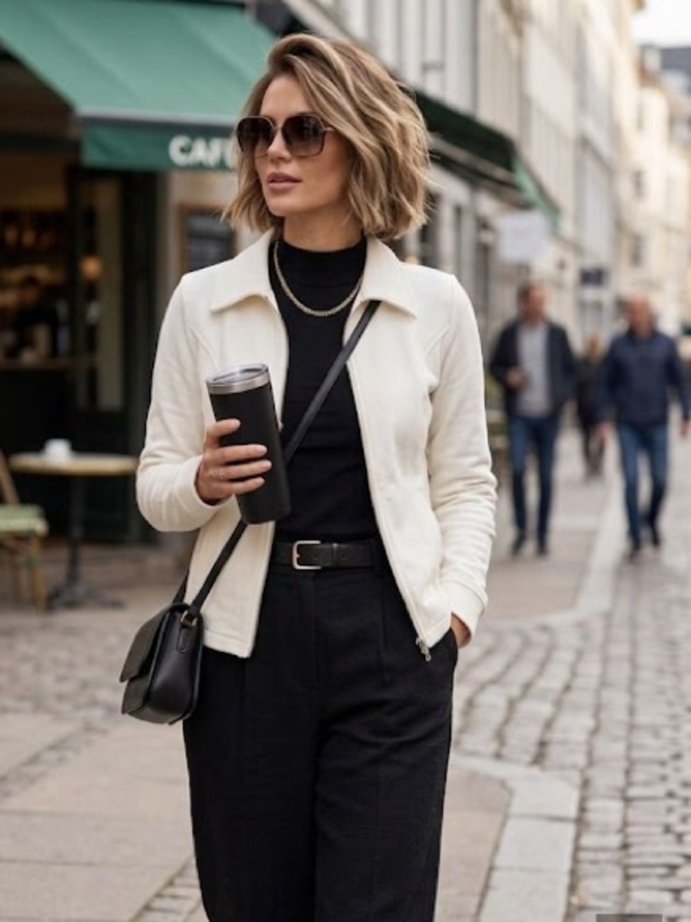 White Ivory Zip Front 100% cotton Jacket
